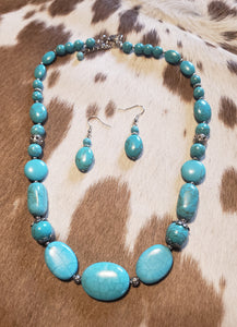 Turquoise Bead Necklace and Earring Set