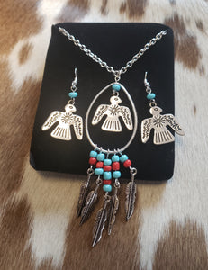 Native Eagle Necklace and Earring Set