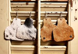 Cowhide Cowtag Earrings