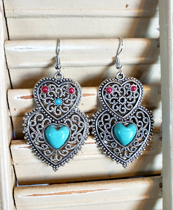 TC Turquoise Heart Earrings