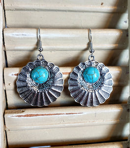 TC Turquoise Fan Dangle Earrings