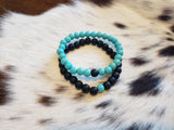 TC Turquoise Bead Stretch Bracelet Set