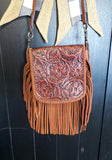 Tooled Leather n Fringe Crossbody Purse #8