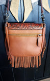 Tooled Leather n Fringe Crossbody Purse #8