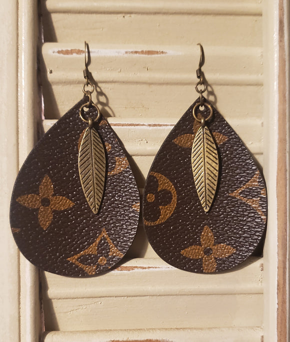 Louis Vuitton teardrop leather earrings